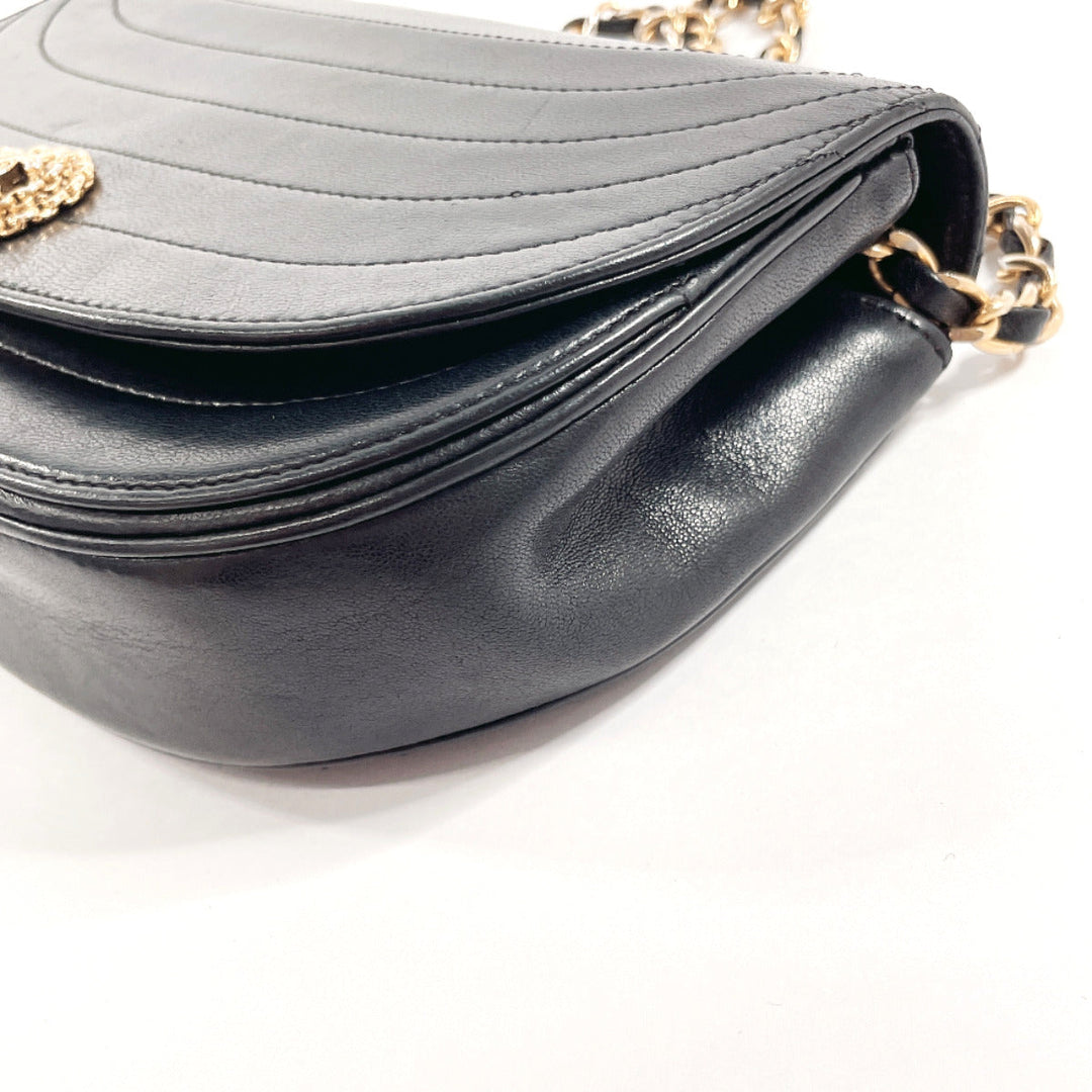 CHANEL Shoulder Bag lambskin black Half moon ChainShoulder Women Used Authentic
