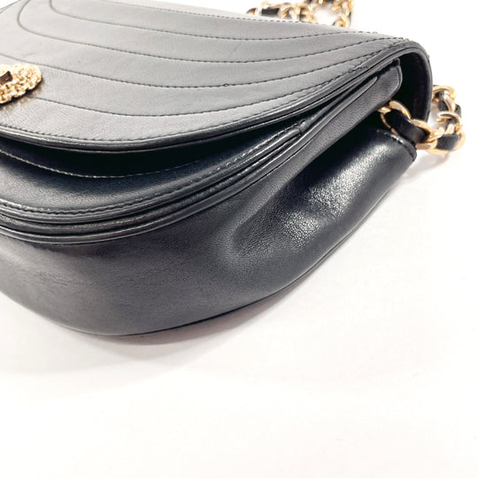 CHANEL Shoulder Bag lambskin black Half moon ChainShoulder Women Used Authentic