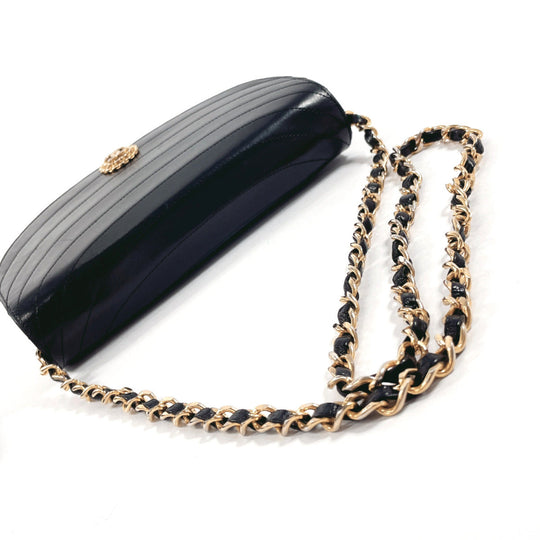 CHANEL Shoulder Bag lambskin black Half moon ChainShoulder Women Used Authentic