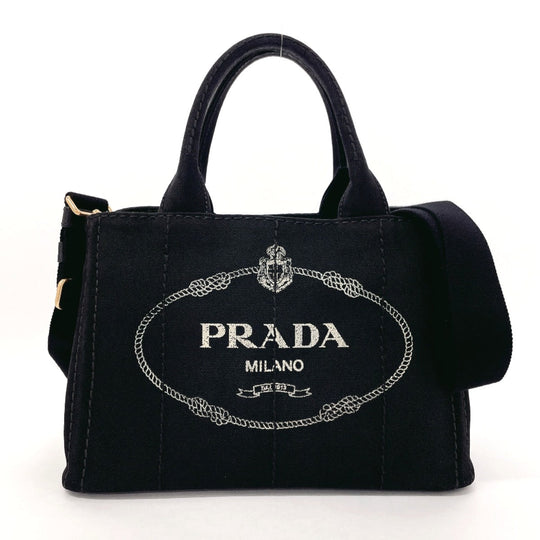 PRADA Tote Bag 1BG439 canvas black Canapa mini
