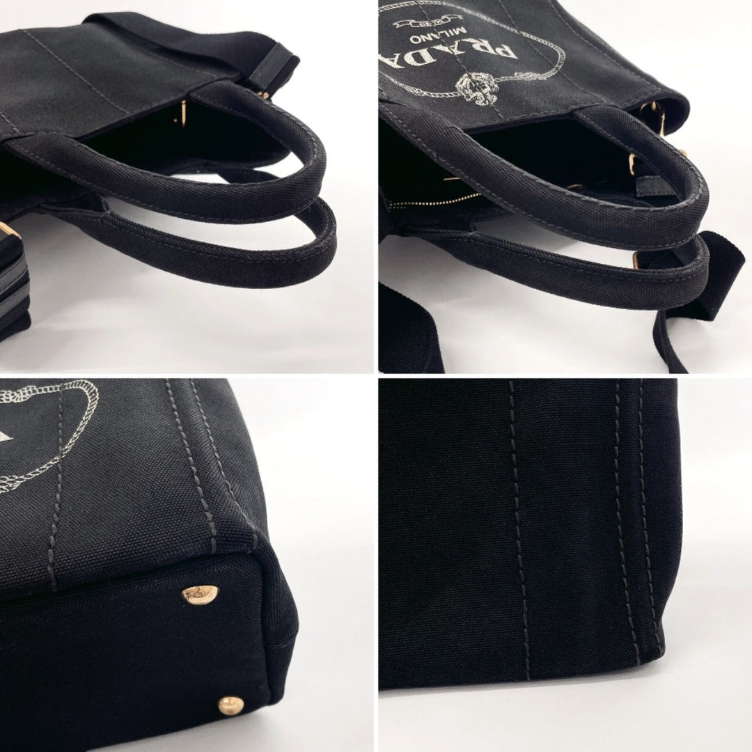 PRADA Tote Bag 1BG439 canvas black Canapa mini