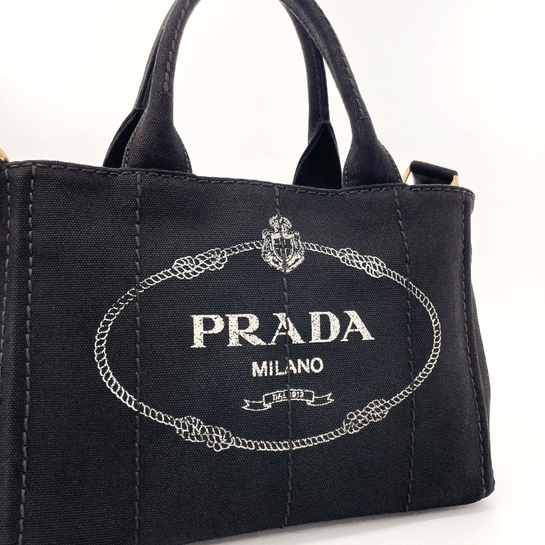 PRADA Tote Bag 1BG439 canvas black Canapa mini