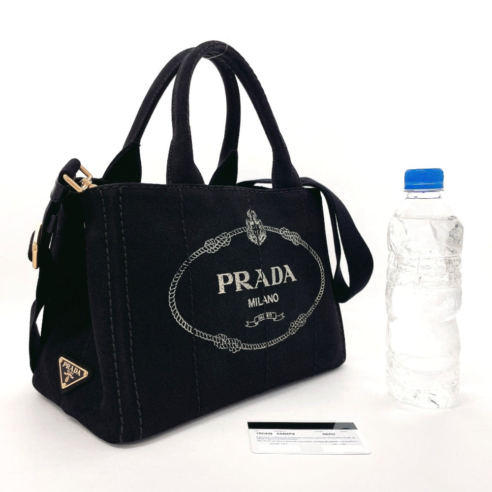 PRADA Tote Bag 1BG439 canvas black Canapa mini