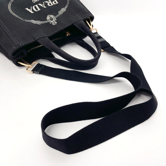 PRADA Tote Bag 1BG439 canvas black Canapa mini