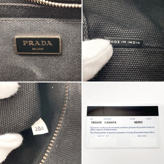 PRADA Tote Bag 1BG439 canvas black Canapa mini