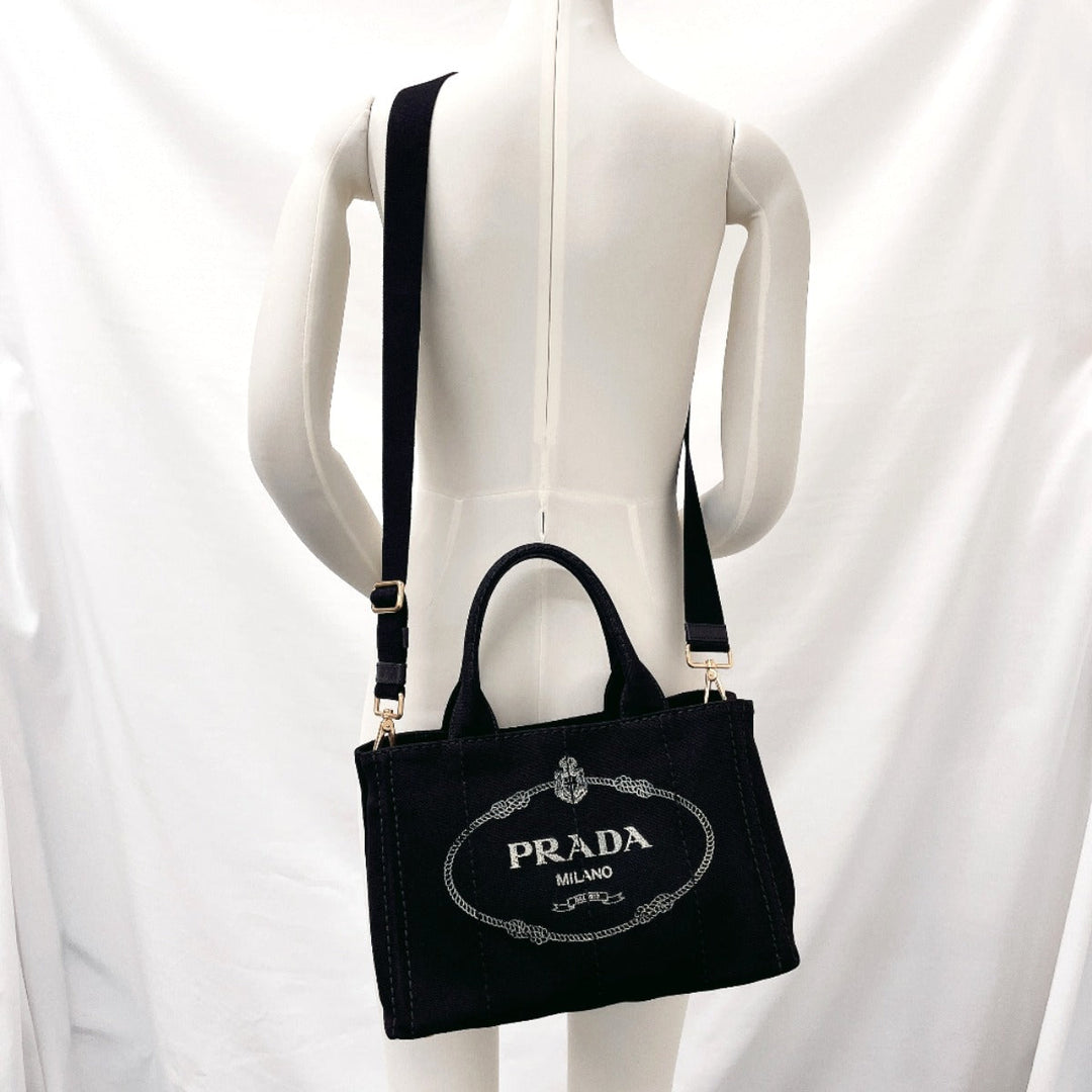 PRADA Tote Bag 1BG439 canvas black Canapa mini