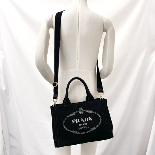 PRADA Tote Bag 1BG439 canvas black Canapa mini