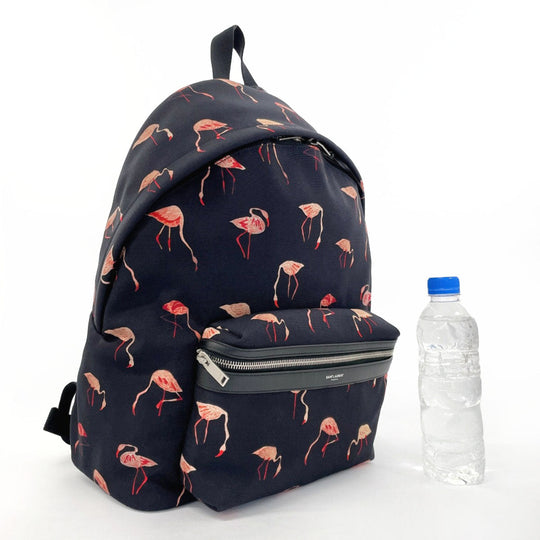 SAINT LAURENT PARIS Backpack 465448 Canvas, Leather black Flamingo Women Used Authentic