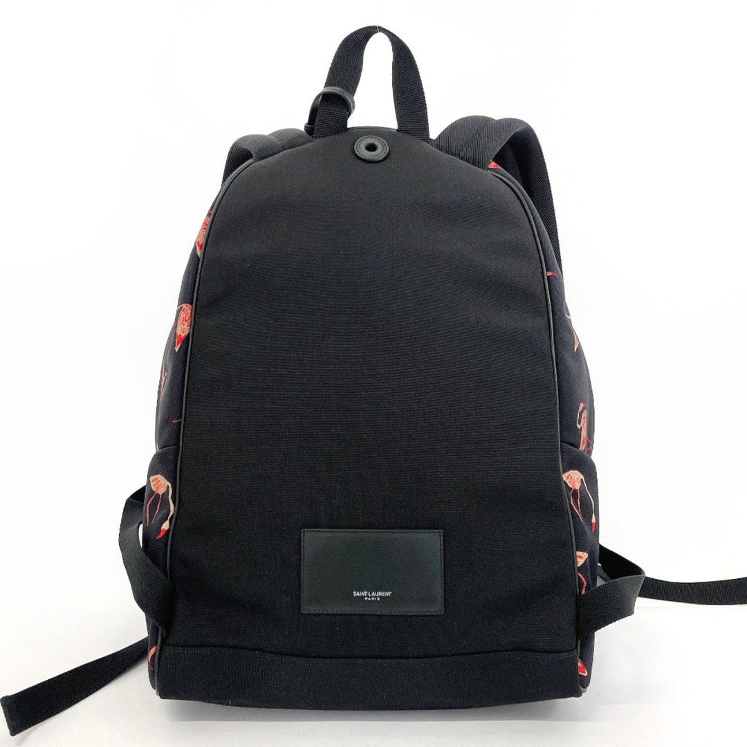 SAINT LAURENT PARIS Backpack 465448 Canvas, Leather black Flamingo Women Used Authentic