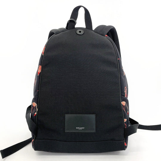 SAINT LAURENT PARIS Backpack 465448 Canvas, Leather black Flamingo Women Used Authentic