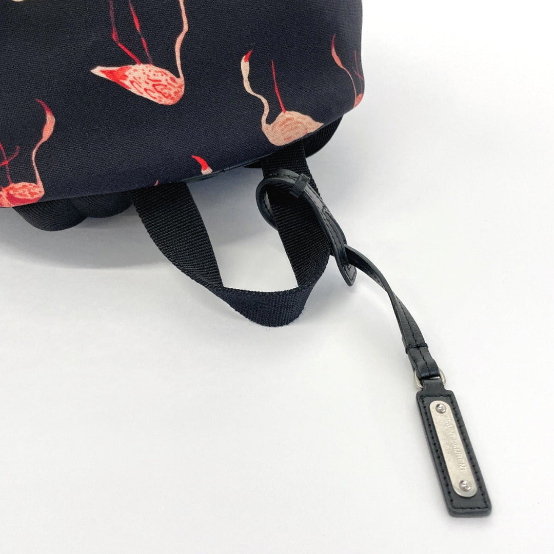 SAINT LAURENT PARIS Backpack 465448 Canvas, Leather black Flamingo Women Used Authentic