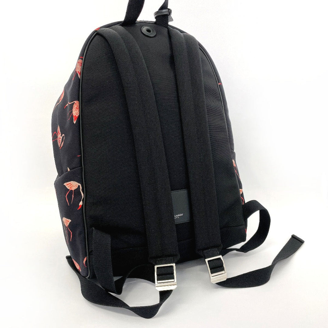 SAINT LAURENT PARIS Backpack 465448 Canvas, Leather black Flamingo Women Used Authentic