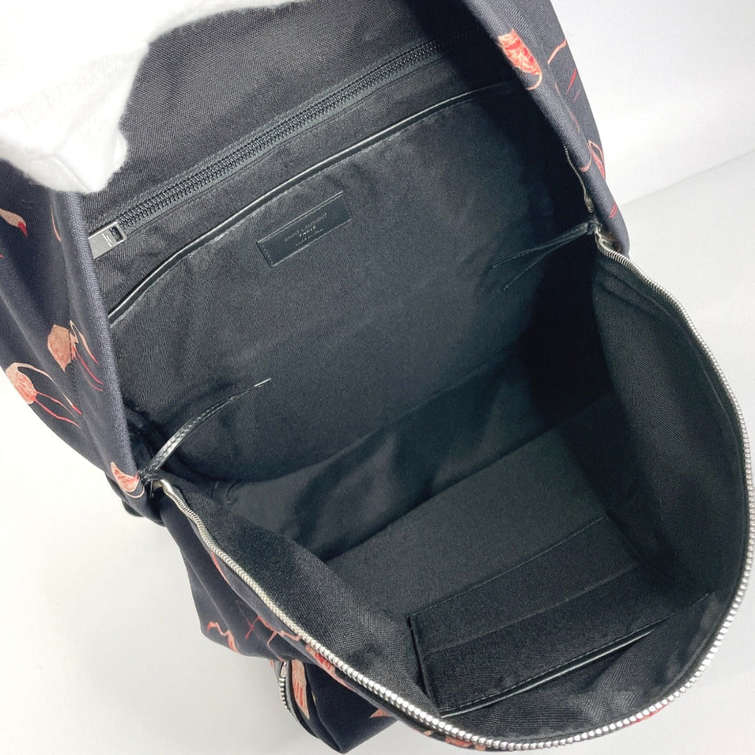 SAINT LAURENT PARIS Backpack 465448 Canvas, Leather black Flamingo Women Used Authentic