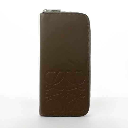 LOEWE Long Wallet Purse leather Brown anagram mens Used Authentic