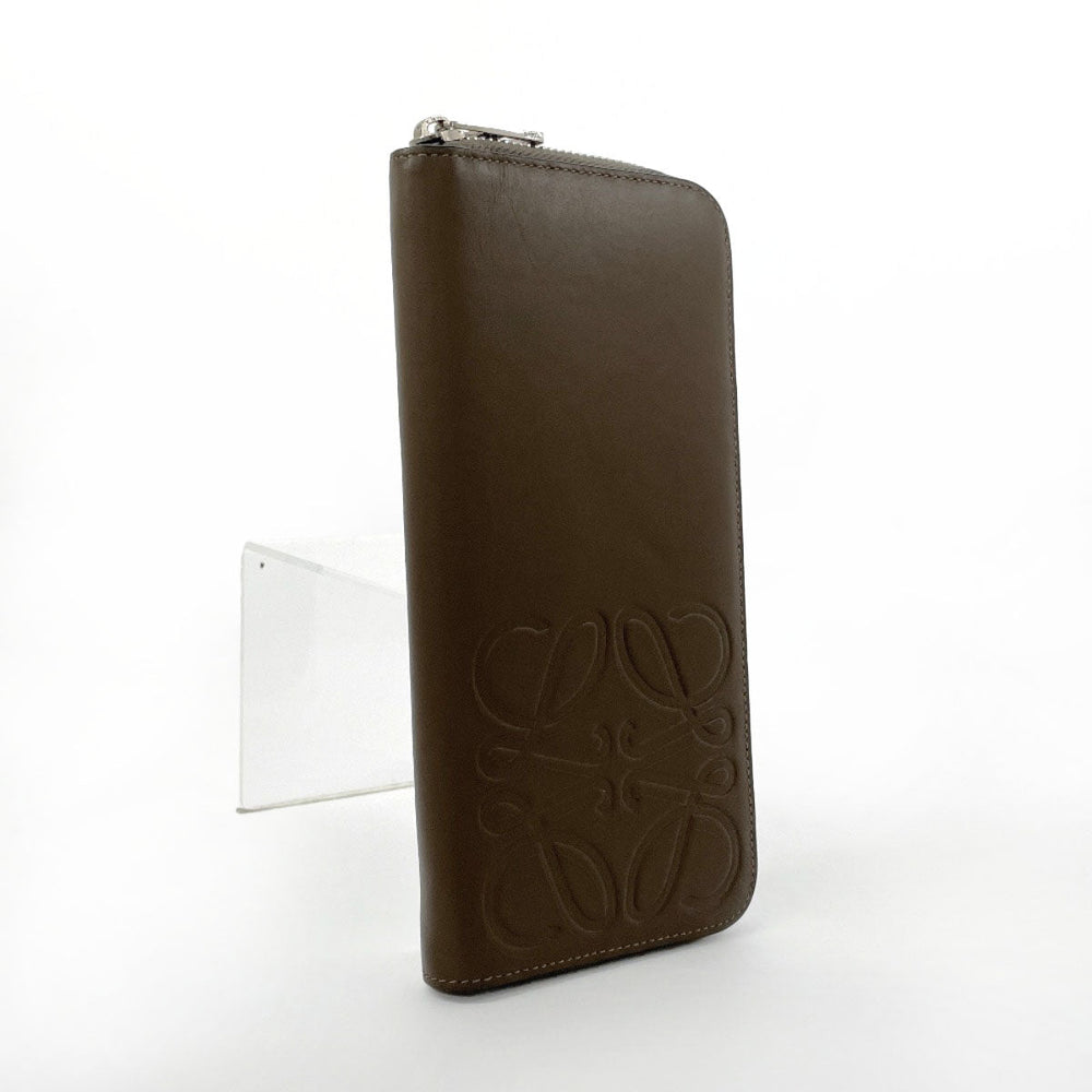 LOEWE Long Wallet Purse leather Brown anagram mens Used Authentic