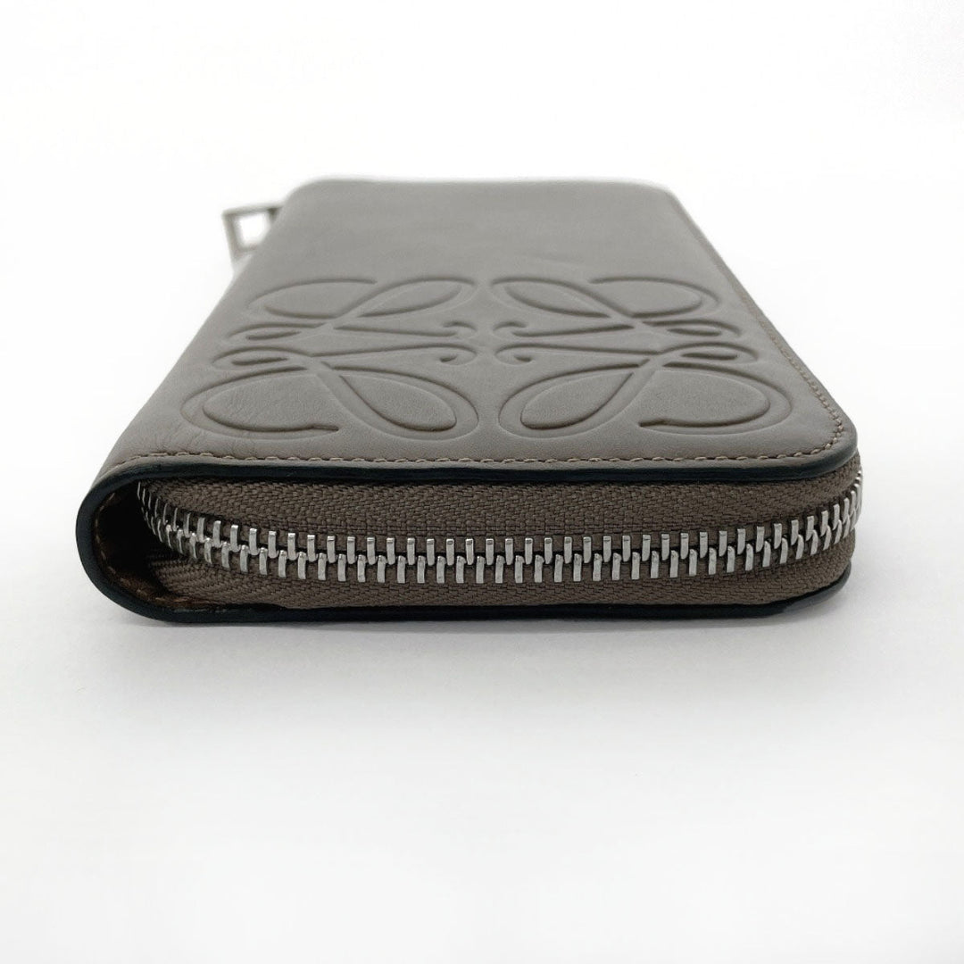 LOEWE Long Wallet Purse leather Brown anagram mens Used Authentic