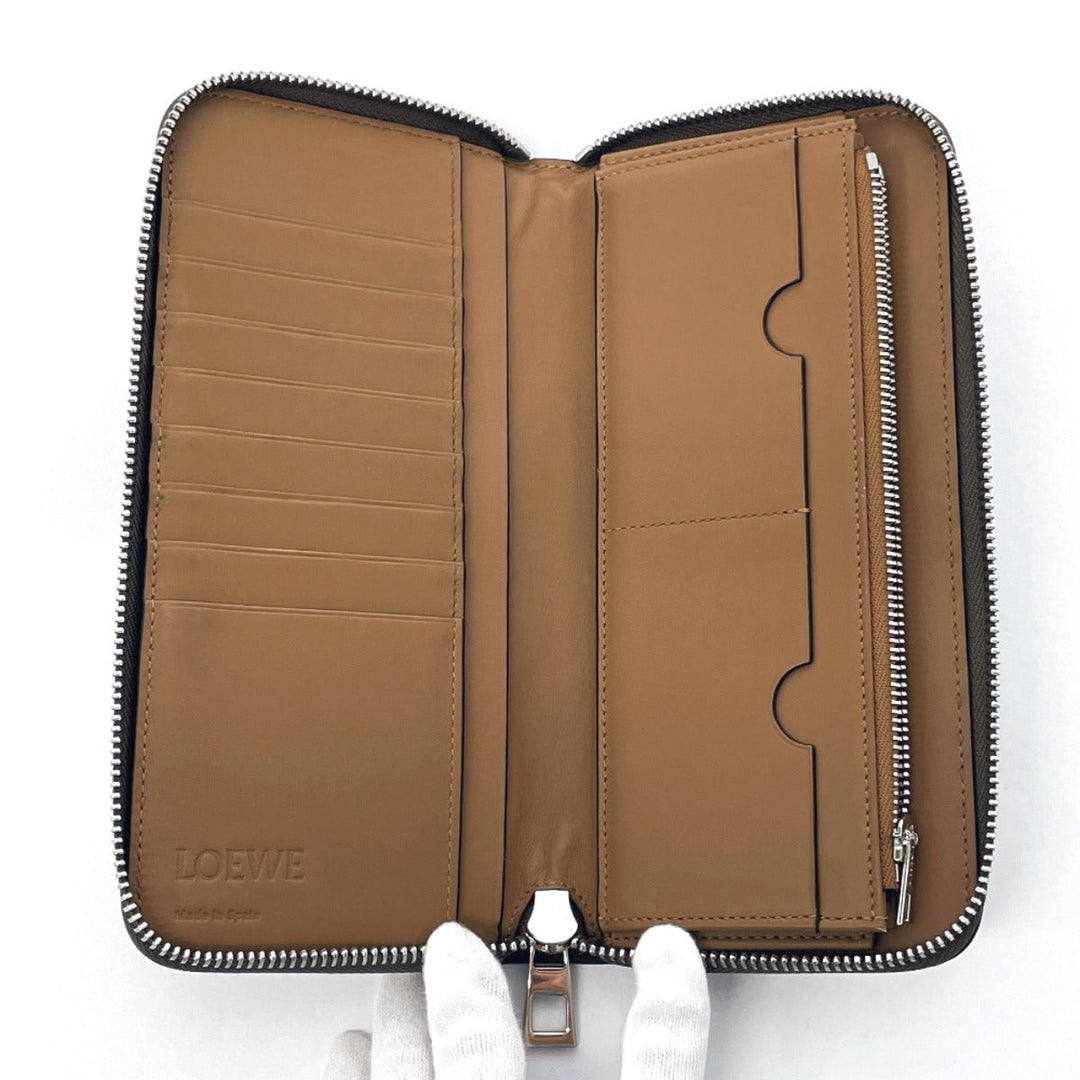 LOEWE Long Wallet Purse leather Brown anagram mens Used Authentic