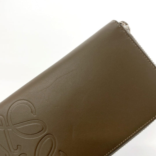 LOEWE Long Wallet Purse leather Brown anagram mens Used Authentic