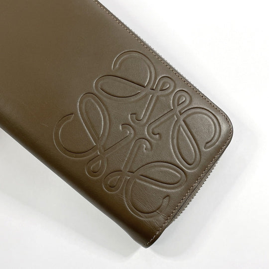 LOEWE Long Wallet Purse leather Brown anagram mens Used Authentic