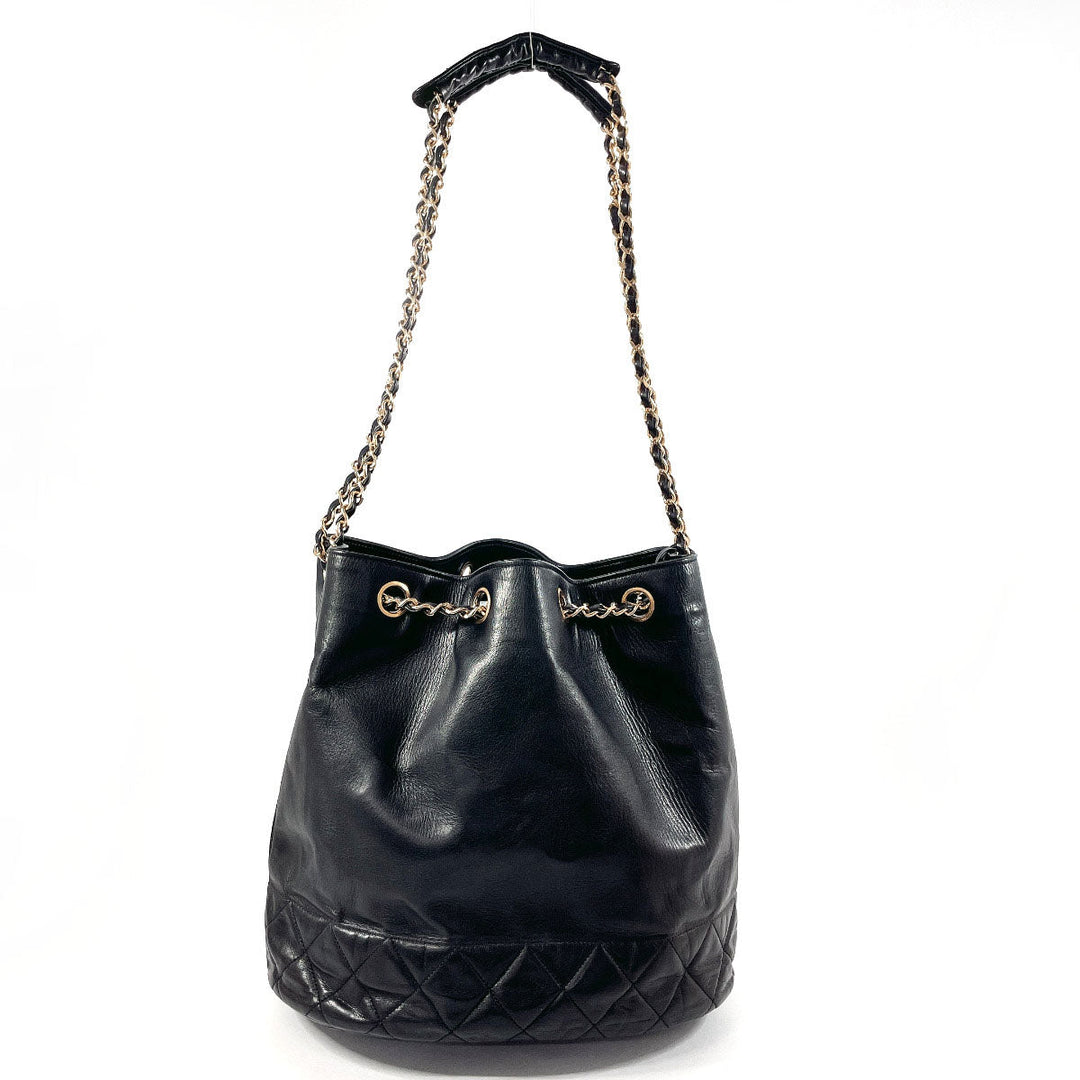 CHANEL Shoulder Bag lambskin black COCO Mark Drawstring Chain Shoulder