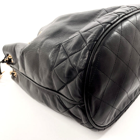 CHANEL Shoulder Bag lambskin black COCO Mark Drawstring Chain Shoulder