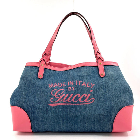 GUCCI Tote Bag 348715 Denim, Leather blue Craft