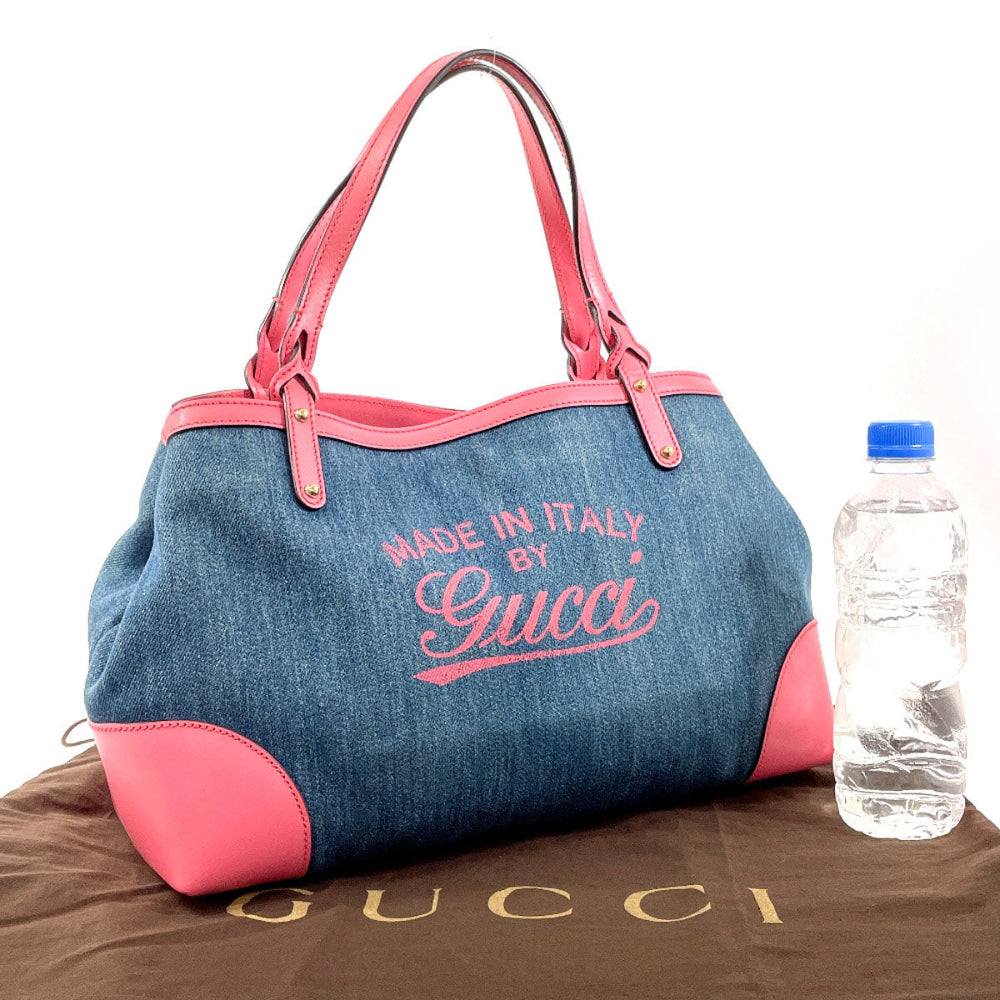 GUCCI Tote Bag 348715 Denim, Leather blue Craft