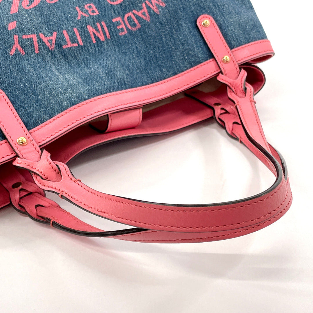 GUCCI Tote Bag 348715 Denim, Leather blue Craft