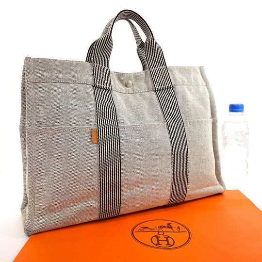 HERMES Tote Bag Tower ash gray New Fool Toe MM unisex Used Authentic