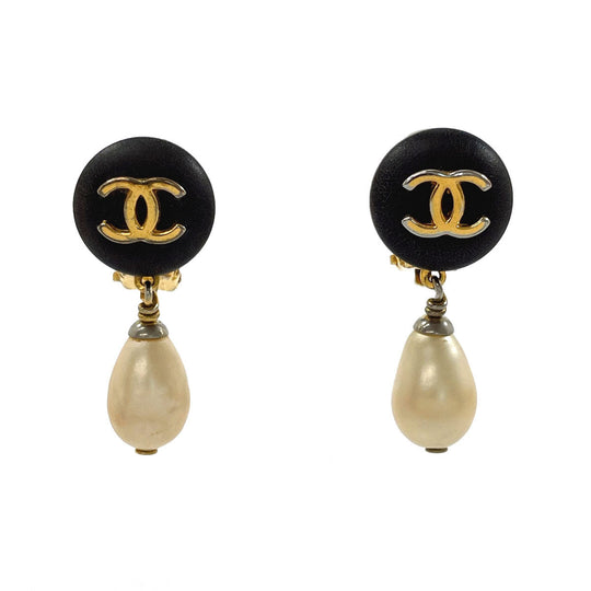 CHANEL Earring Gold Plated, Faux Pearl gold COCO Mark