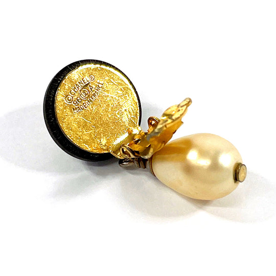 CHANEL Earring Gold Plated, Faux Pearl gold COCO Mark
