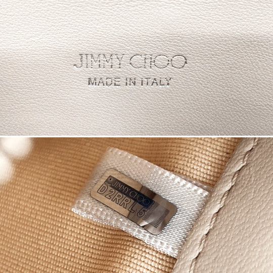 JIMMY CHOO Long Wallet Purse leather Silver Star studs Chain wallet Women Used Authentic