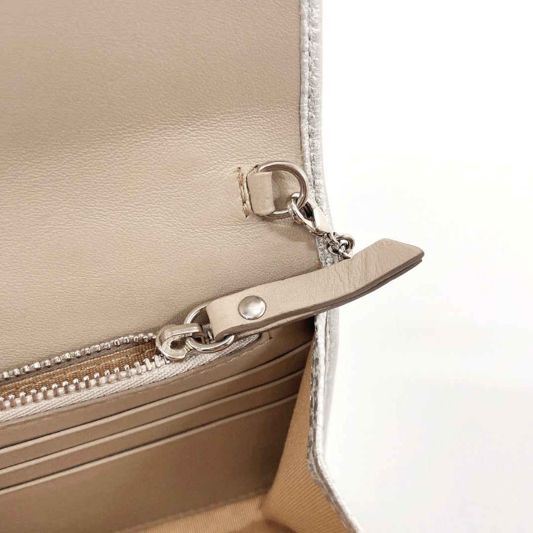 JIMMY CHOO Long Wallet Purse leather Silver Star studs Chain wallet Women Used Authentic
