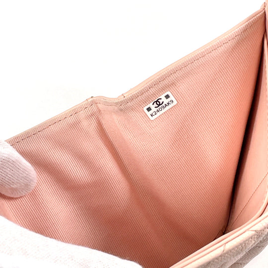 CHANEL Tri-fold wallet AP3604 Matt caviar skin pink Matrasse