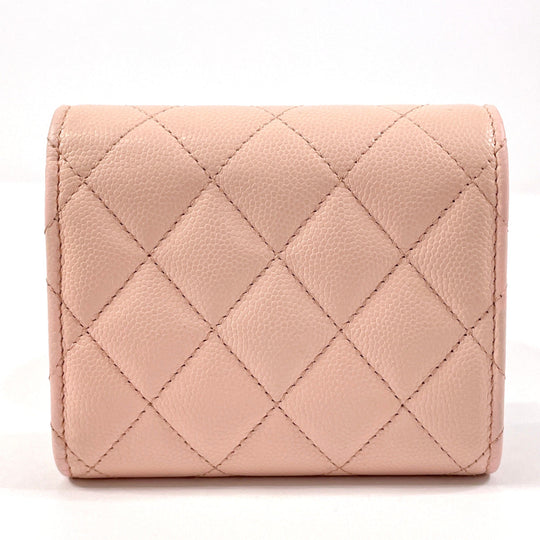 CHANEL Tri-fold wallet AP3604 Matt caviar skin pink Matrasse