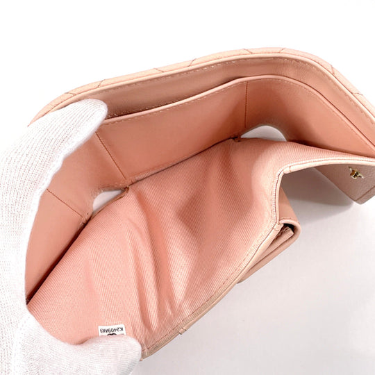 CHANEL Tri-fold wallet AP3604 Matt caviar skin pink Matrasse