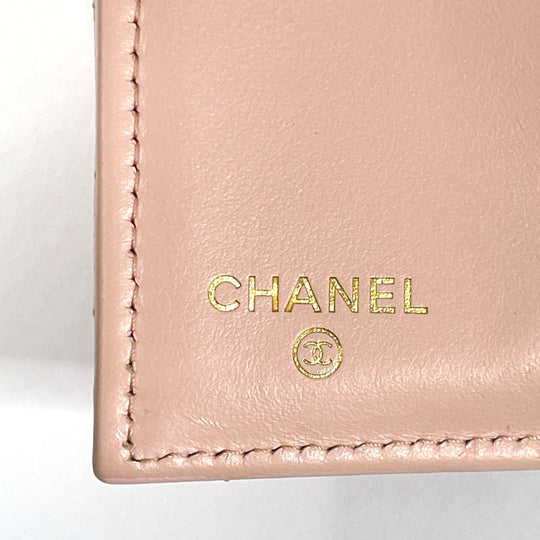 CHANEL Tri-fold wallet AP3604 Matt caviar skin pink Matrasse