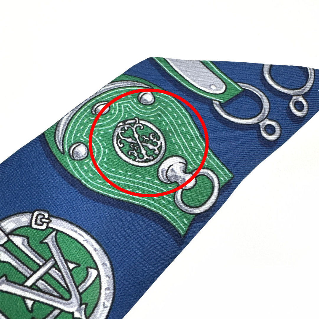 HERMES scarf 100% silk blue HARNAIS DES PRESIDENTS