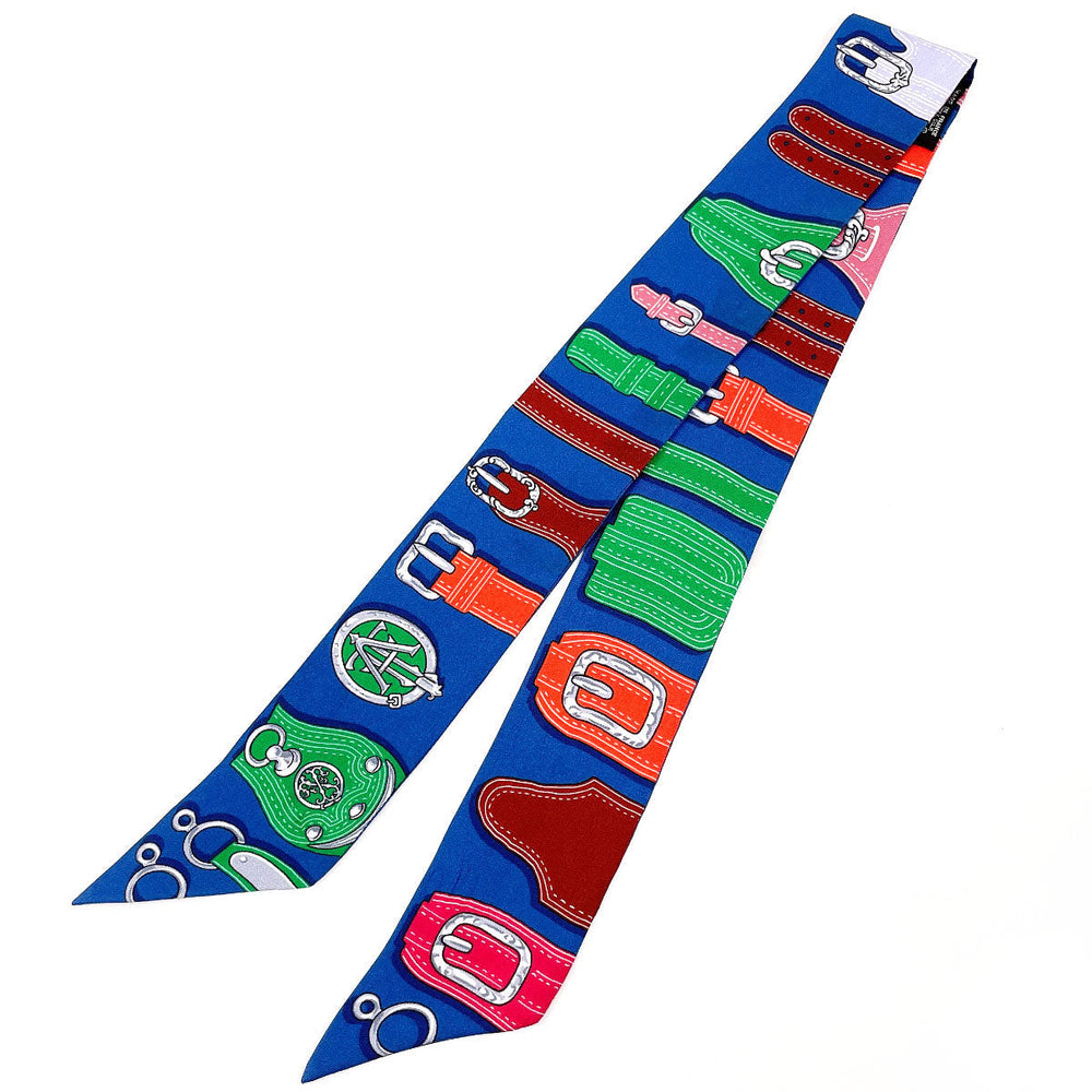HERMES scarf 100% silk blue HARNAIS DES PRESIDENTS
