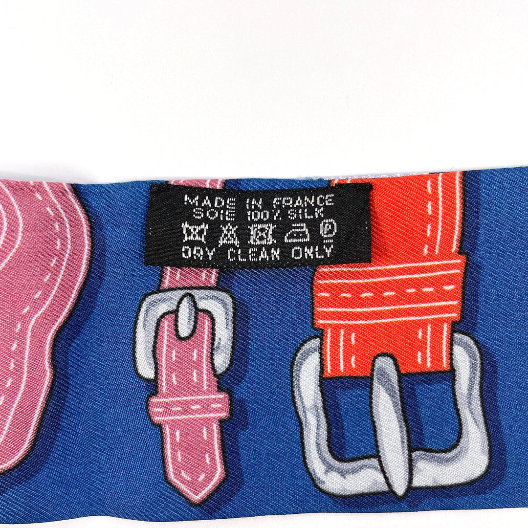 HERMES scarf 100% silk blue HARNAIS DES PRESIDENTS