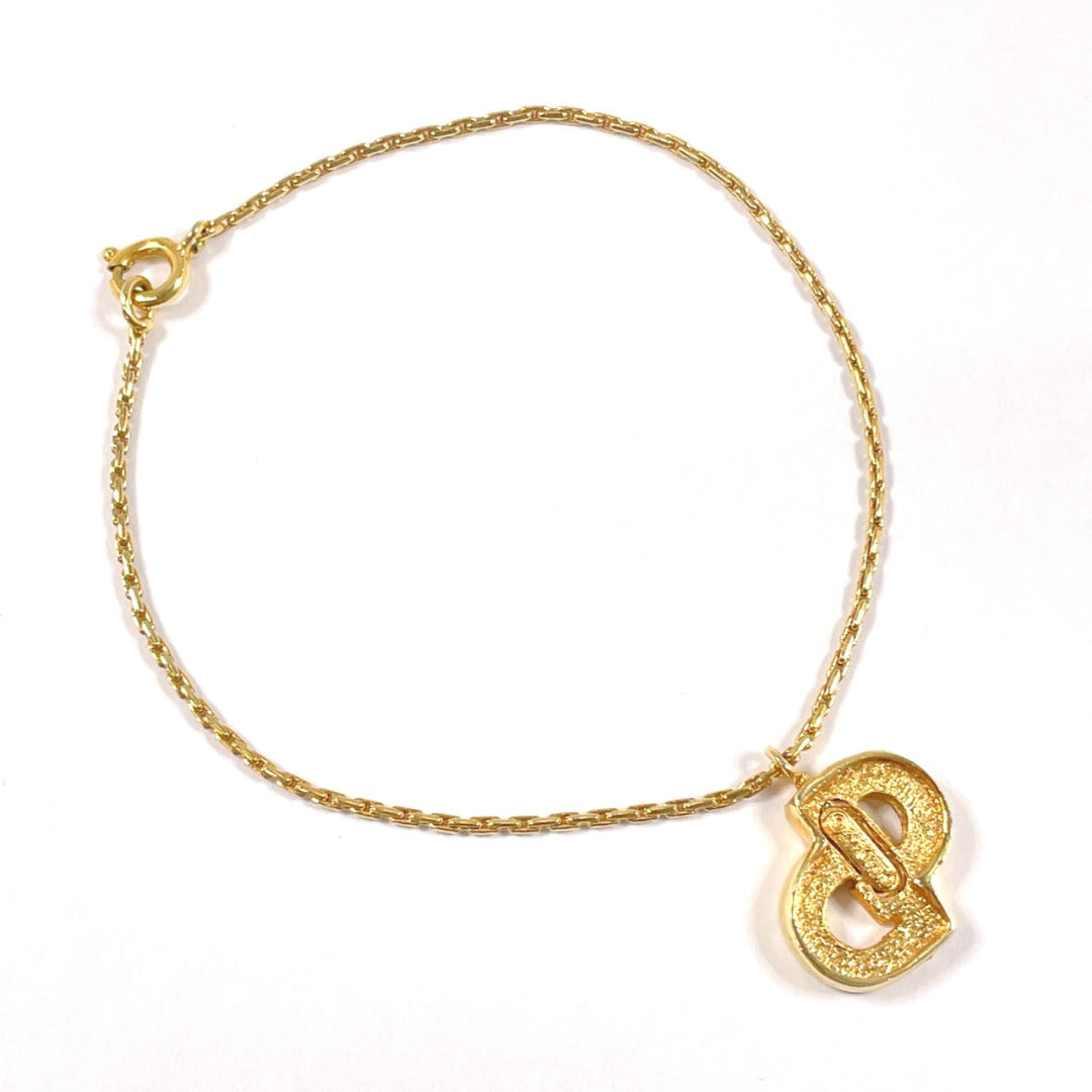 Christian Dior bracelet Metal, Rhinestone gold CD logo Women Used Authentic