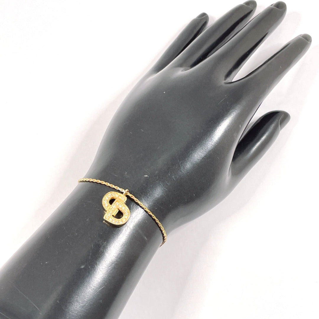 Christian Dior bracelet Metal, Rhinestone gold CD logo Women Used Authentic