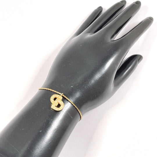 Christian Dior bracelet Metal, Rhinestone gold CD logo Women Used Authentic