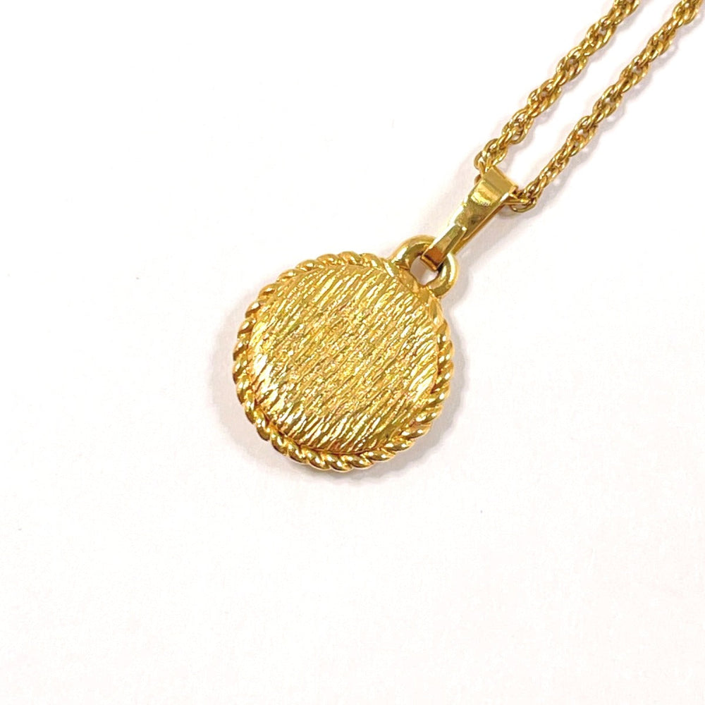 Christian Dior Necklace metal gold round CD logo Women Used Authentic