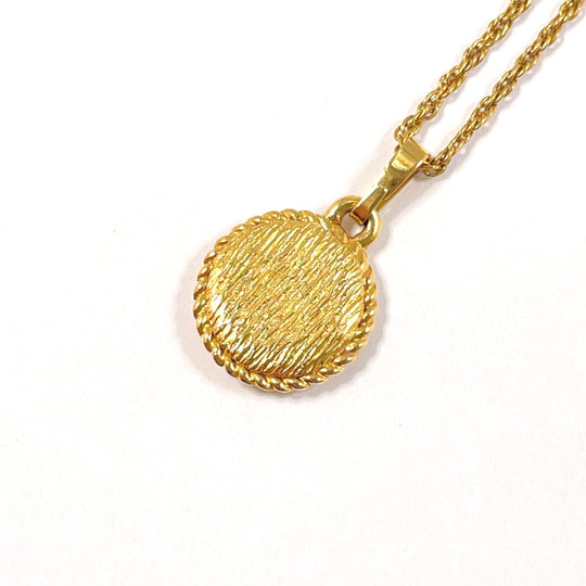 Christian Dior Necklace metal gold round CD logo Women Used Authentic