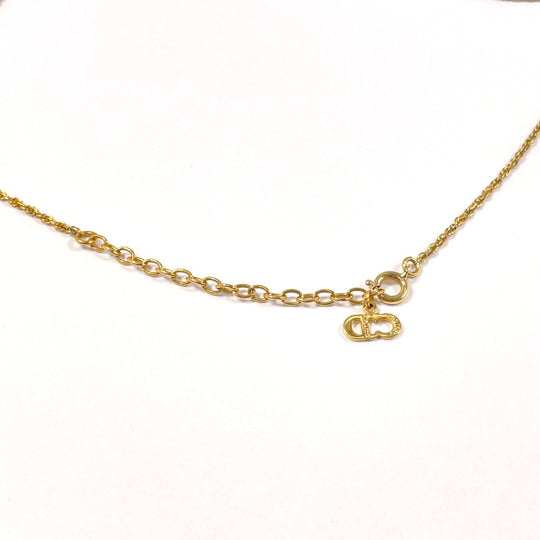 Christian Dior Necklace metal gold round CD logo Women Used Authentic