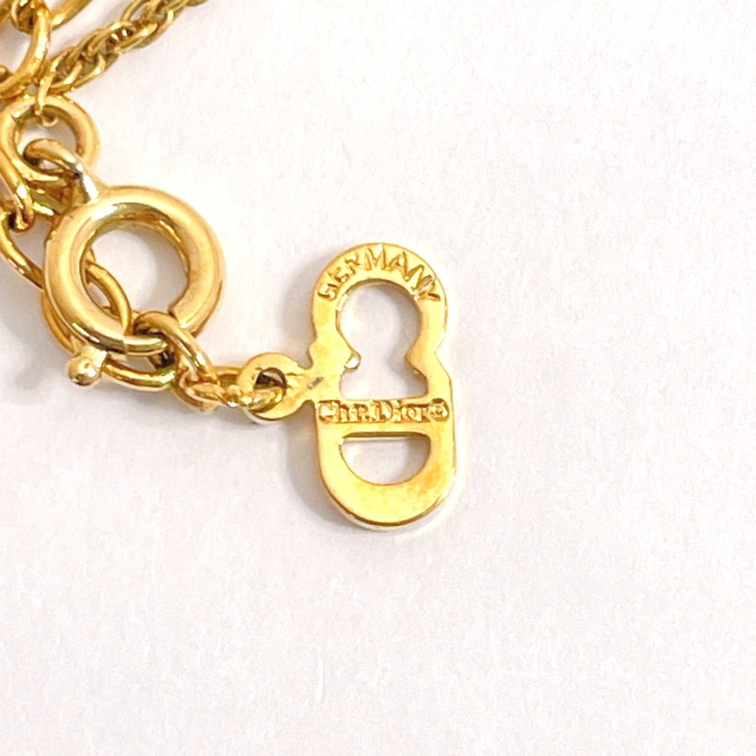 Christian Dior Necklace metal gold round CD logo Women Used Authentic