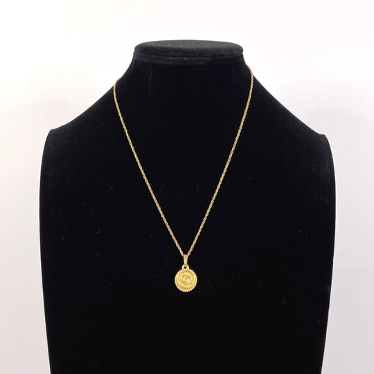 Christian Dior Necklace metal gold round CD logo Women Used Authentic