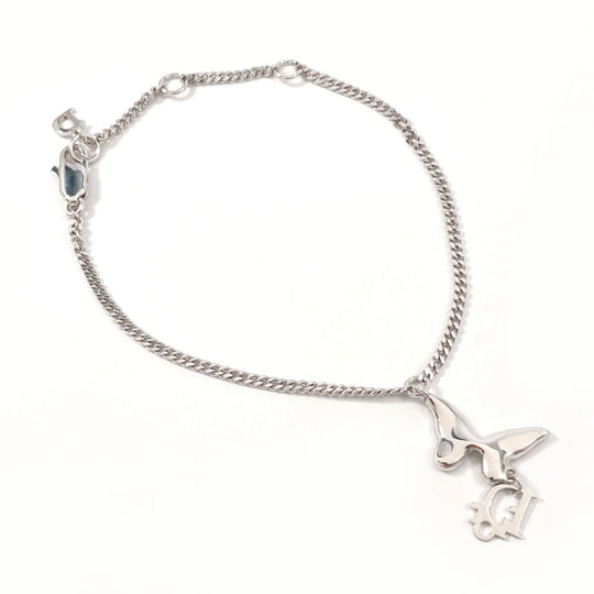 Dior bracelet Metal, Rhinestone Silver butterfly logo Women Used Authentic