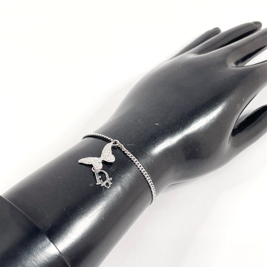 Dior bracelet Metal, Rhinestone Silver butterfly logo Women Used Authentic